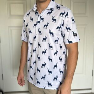 Waggle Polo with Navy Deer Print